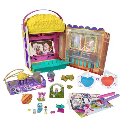 Produktbild von Mattel GVC96 - Polly Pocket - Spielset, Puppen und 20 Überraschungen, Popcorn-Box