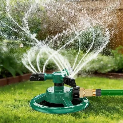 Produktbild von Rasensprenger 360 Grad Sprinkler,Viereckregner, Automatische Rasen Sprinkler Wasser,3-Arm Rotierende Sprinkler mit Schnellverbinder für Garten Große Kleine fläche,Blumenbeete,Gemüsebeet