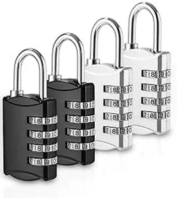 Image de Serrure à combinaison à 4 chiffres en alliage de zinc, noir/blanc