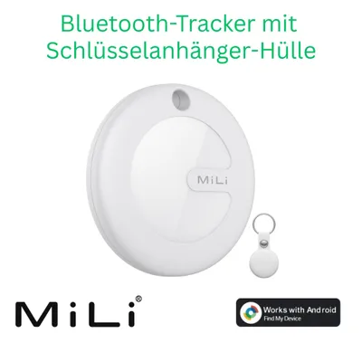 Produktbild von MiLi MiTag Go Smart Tag – Bluetooth Schlüsselfinder, Tracker Sachenfinder & Koffer-Tracker für Google Find My Device Android kompatibel 1 pack weiß