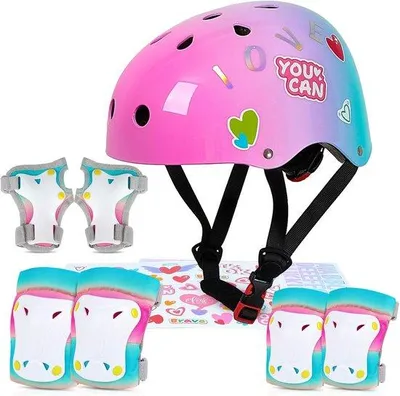 Produktbild von Famanu Fahrradhelm für Kinder mit Schutzausrüstung - Skaterhelm 3-8 Jahre, Knie- und Ellenbogenschützer, Handgelenkschutz für Jungen und Mädchen