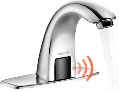 Immagine prodotto di Rubinetto touchless per lavabo VEVOR (argento cromato) bagno, miscelatore automatico per lavabo, rubinetto a batteria con temperatura regolabile, rubinetto a sensore