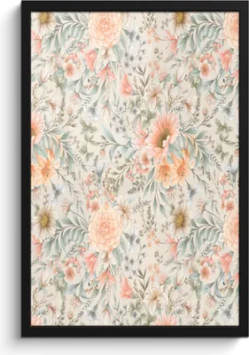 Produktbild von MuchoWow® MuchoWow® Gerahmtes Poster Blumen - Blätter - Pastell 40x60 cm - Poster mit zchwarzem Bilderrahmen - Papierdruck - Wandbilder