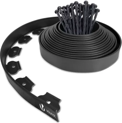 Produktbild von VOUNOT® Flexible Rasenkante Beeteinfassungen Kunststoff, mit 30 Erdanker, Länge 10m Höhe 5cm, Schwarz