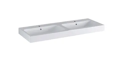 Produktbild von Geberit Doppelwaschtisch iCon 1200 x 485 mm, mit Hahnloch, mit Überlauf weiß