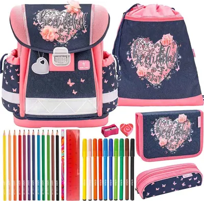 Produktbild von Belmil Schulranzen Set Classy Beautiful Flowers 10-teilig gefüllt