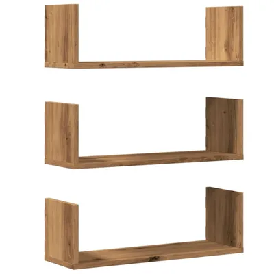 Produktbild von Möbel Wandregal - Hängeschrank für Küche, Bad -e 3er-set - multifunktional& Moderne - Artisan-Eiche 58x18x18 cm Holzwerkstoff - Wandregale CLORIS7081020