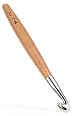 Häkelnadel 12 mm, ergonomisch, Buchenholz, für dicke Wolle