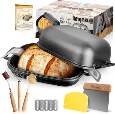 Productafbeelding van Grote Gietijzeren Broodpan Met Deksel - 9.5QT Voor Perfect Zuurdesembrood Bakken