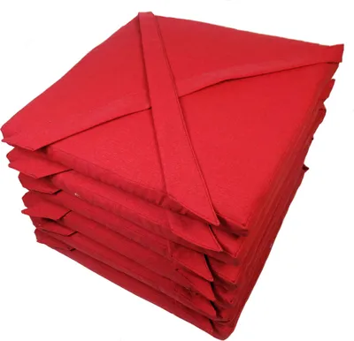 Produktbild von Rattani Set 6 x Stuhlkissen/Sitzkissen Marina Eckig mit Schleife 40 x 40 cm Dicke 5 cm, Fb. Uni Living rot