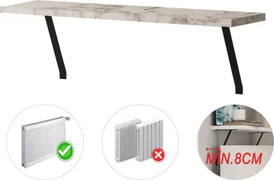 Produktbild von Heizkörperregal Adin Weiß Marmoroptik 60cm ohne bohren 92659