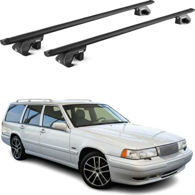 Image de Barres de toit transversales ABE pour Volvo 940 1990-1999 5 P Alu Noir 2x