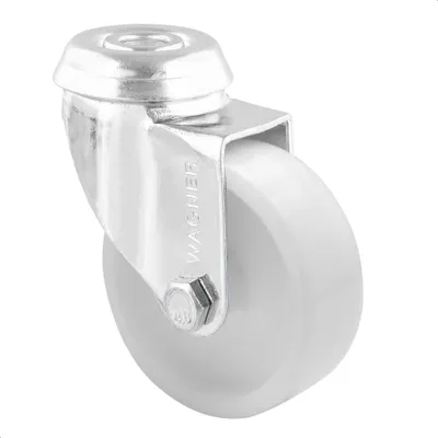 Produktbild von WAGNER Lenkrolle mit Rückenloch - Ø 75 mm, Stahl verzinkt, weiß, Tragkraft 60 kg - 23167501