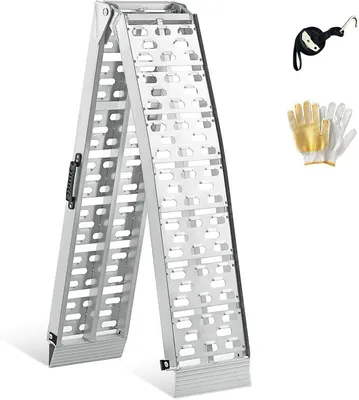 Image de Rampes de chargement pliables, 228x28x4,5 cm, pour voitures, capacité de 340 kg, en aluminium. Rampes de chargement pour remorques, motos, vélos, adaptées pour l'accès aux escaliers