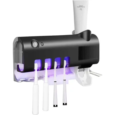 Produktbild von AIORBER UV-Zahnbürsten-Sterilisator, 300mAh, Wandhalterung, mit Automatischem Spender, Zahnbürstenhalter, Solar & USB-C aufladbar