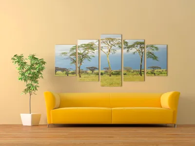 Produktbild von Akustikbild Natur 200x100 cm Bilder Akustikschaum Hochleistungsschallabsorber Schallschutz Leinwand 5 tlg Wandbild Raumakustik Schalldämmung 030213-7
