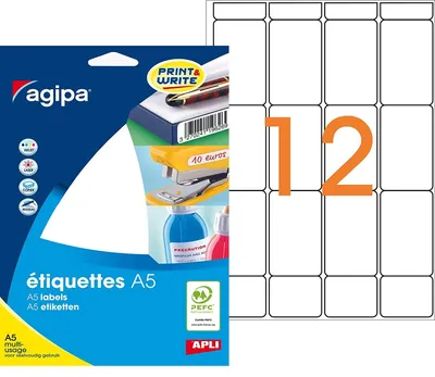 Produktbild von agipa Universal Etiketten 56 x 34 mm weiß 192 Etiketten