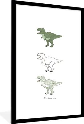 Produktbild von MuchoWow® Gerahmtes Poster Tyrannosaurus - Kinderzimmer - Dinosaurier - Kinder - Kinder 60x90 cm - Poster mit Schwarzem Bilderrahmen Wandposter Rahmen Foto Bilder - Dekoration - Wandposter Wohnzimmer - Hochwertig