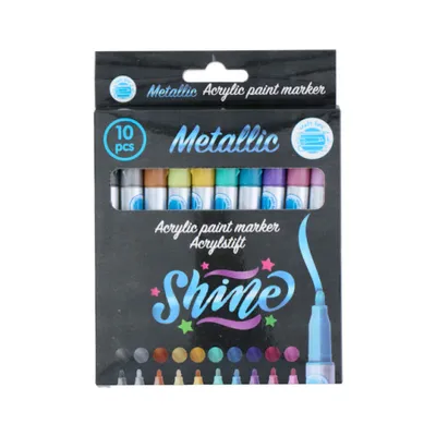 Produktbild von Acrylstifte Set 10 Stück in Metallic-Farben mit Glitzereffekt für Kunstwerke und Gemälde
