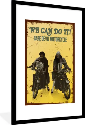 Produktbild von MuchoWow® MuchoWow® Gerahmtes Poster Motorrad - Oldtimer - Frauen - Zitat 60x90 cm - Poster mit zchwarzem Bilderrahmen - Dekoration - Wandposter Wohnzimmer - Hochwertig