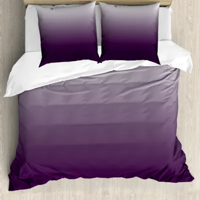 Produktbild von ABAKUHAUS Ombre Bettbezug, Ombre, Milbensicher Allergiker geeignet mit Kissenbezügen, 200 cm x 200 cm - 80 x 80 cm, Aubergine und Weiß