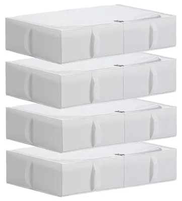 Aufbewahrungsbox unter dem Bett, 4er-Pack, 70x42x18 cm, weiß, zusammenklappbar