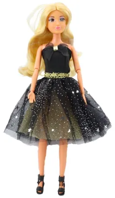 Produktbild von LEAN Toys 24497 Anlily-Puppe im schwarz-goldenen Ballkleid