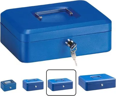 Produktbild von Famanu Geldkassette mit Münzzählbrett - 25 x 18 x 9 cm - Blau