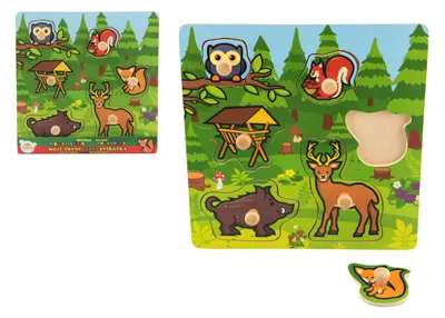 Obrázek produktu pro Vkládačka dřevěná Moje první zvířátka lesní 6 ks 22,5x22,5x2,5 cm 12m+ MPZ