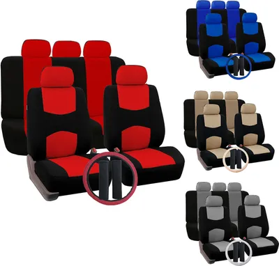 Immagine prodotto di 12 PC Coprisedili universali per auto con poggiatesta e protezione del volante - Blu.