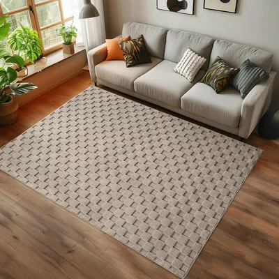 Image de Ayyildiz | Tapis moderne Helix 3D - 80 cm x 150 cm - Beige - Doux et résistant - Élégance intemporelle