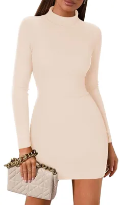 Produktbild von Solidchoice – Elegantes, figurbetontes Damenkleid mit langen Ärmeln und Rollkragen