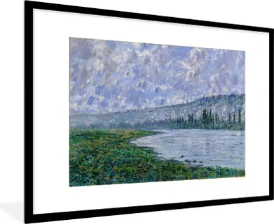 Produktbild von MuchoWow® Gerahmtes Poster Die Seine und die Chaantemesle - Gemälde von Claude Monet 90x60 cm - Poster mit Schwarzem Bilderrahmen Wandposter Rahmen Foto Bilder - Wanddekoration - Fotos