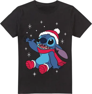 Image de Lilo & Stitch - T-shirt pour homme - Design de Noël TV4801 (XXL) (Noir)