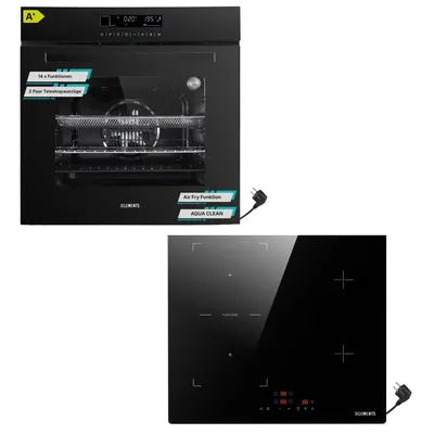 Produktbild von KB ELEMENTS Sparset, Einbauherd Set, Herdset, Induktionskochfeld 60cm, Full Touch Einbaubackofen 60cm, 15 x Funktionen, Air Fry Funktion, A+