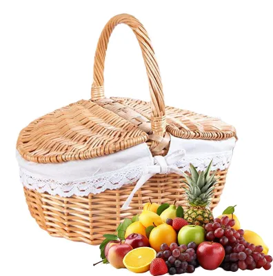 Immagine prodotto di Cesto in vimini con manico, ideale per picnic e fiori