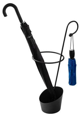 Image de Porte-parapluies Support à parapluies en métal noir 34 x 23 x 67 cm