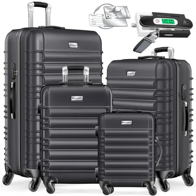 Produktbild von KESSER® 4tlg. Hartschalenkofferset Hartschalenkoffer Reisekoffer Set Reisekofferset Trolley Koffer Inkl. Kofferwaage + Gepäckanhänger Rollkoffer Schloss 4 Rollen ABS-Hartschale Teleskopgriff S-M-L-XL