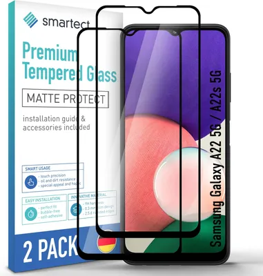 Produktbild von 2x Schutzglas Panzerfolie Full Screen Matt für Galaxy A22 5G/A22s 5G Hartglas