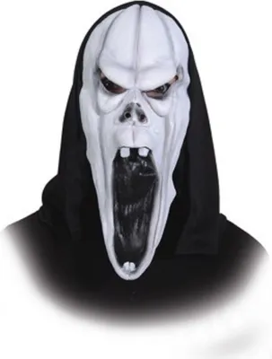 Produktbild von O40408 weiß-schwarz Damen Herren Halloween Maske Halbmaske Geist
