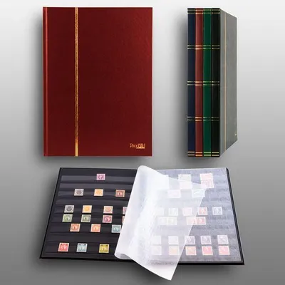 Produktbild von Prophila Collection 16 Schwarze Seiten A4 Briefmarken-Einsteckbuch rot