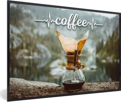 Produktbild von MuchoWow® Gerahmtes Poster Kaffee - Zitate - Sprichwörter 90x60 cm - Poster mit Schwarzem Bilderrahmen Wandposter Rahmen Foto Bilder - Fotorahmen - Foto-Plakat