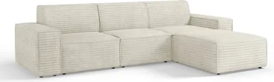 Obrázek produktu pro Rohová sedací souprava Chicago 290 cm - Sedací souprava s prémiovou látkou - Designová rohová sedací souprava, manšestrová látka, rohová sedací souprava ve tvaru L, pravá (krémová - Tilia 3)
