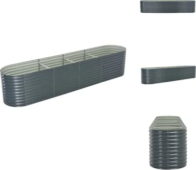 Obrázok produktu pre vidaXL Zvýšený záhradný záhon 400 x 80 x 81 cm Pozinkovaná oceľ Sivá - Kvetináče a sadenice