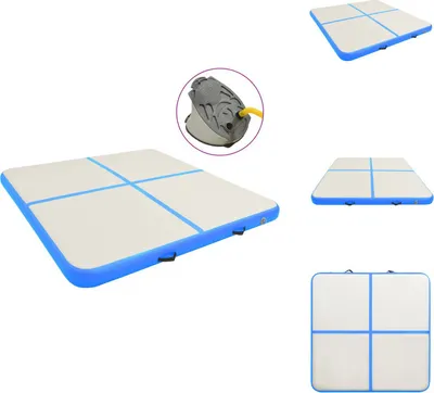 Produktbild von vidaXL Aufblasbare Gymnastikmatte mit Pumpe 200x200x15 cm PVC Blau -  Yoga- & Pilatesmatten