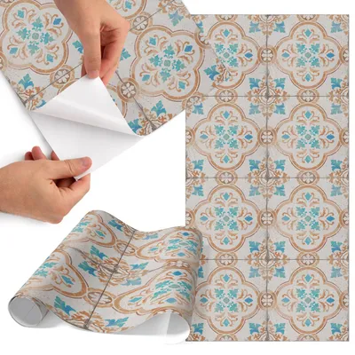 Zdjęcie produktu dla Folia do mebli 75 x 150 cm – folia samoprzylepna do mebli – folia samoprzylepna – folia do mebli – folia do mebli kuchennych – folia samoprzylepna do kuchni – folia do szafek – wodoodporna – zmywalna – samoprzylepna – bez pęcherzyków powietrza – usuwalna bez śladów – wzory etniczne
