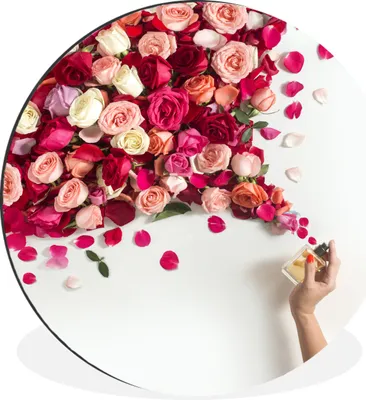 Produktbild von MuchoWow® Aluminium Wandkreis Rosen - Parfüm - Blumen Ø 60 cm Wanddeko Modern Wohnzimmer - Wand Kreis - Wandbild - Schlafzimmer - Aluminium Bild - Kinderzimmer - Wohnzimmer Dekoration - Wandschmuck