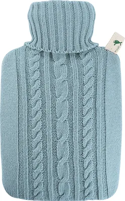 Produktbild von Hugo Frosch Wärmflasche Klassik 1,8l Strickbezug pastell-blau, 1,8 l, Blau, Thermoplast, 200 mm, 330 mm, 50 mm