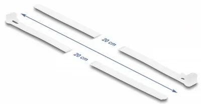 Produktbild von DeLOCK Kabelbinder wiederverwendbar L 200 x B 7,2 mm 100 Stück weiß, Kabelbinder mit Klettverschluss, Nylon, Weiß, 200 mm, 7,2 mm, 100 Stück(e)