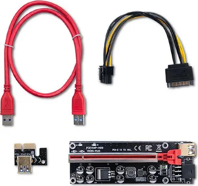 Obrázok produktu pre Qoltec Riser PCI-E 1x - 16x | USB 3.0 | ver. 009S Plus | SATA / PCI-E 6-polig